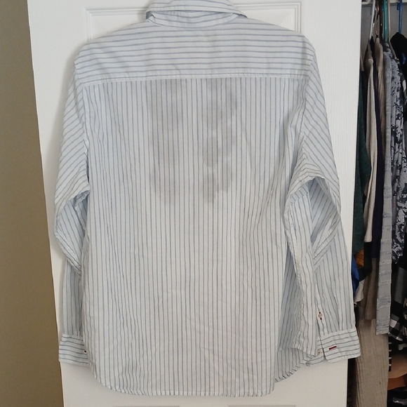 Chaps Blue and White Striped Button Down Shirt - Picture 3 of 7